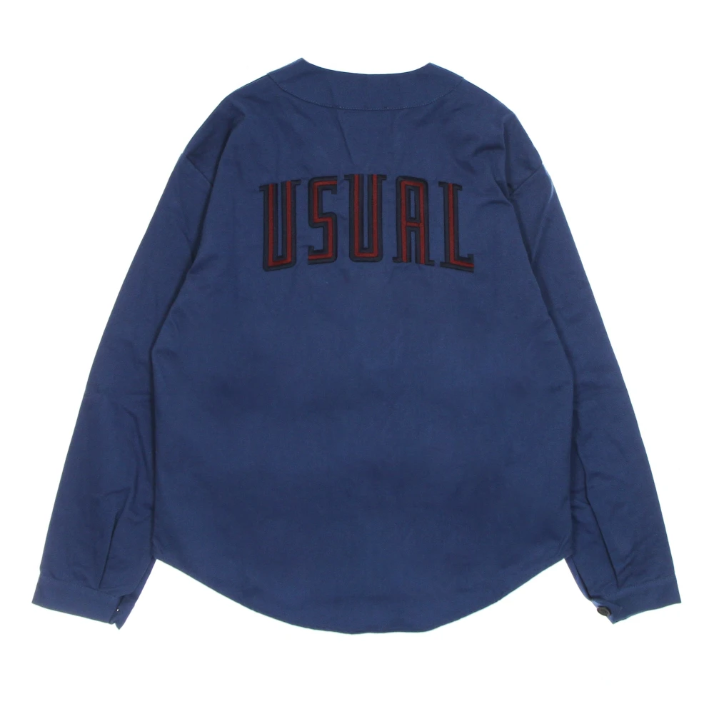 Usual Blauwe V-Hals Lange Mouw Shirt Blue Heren