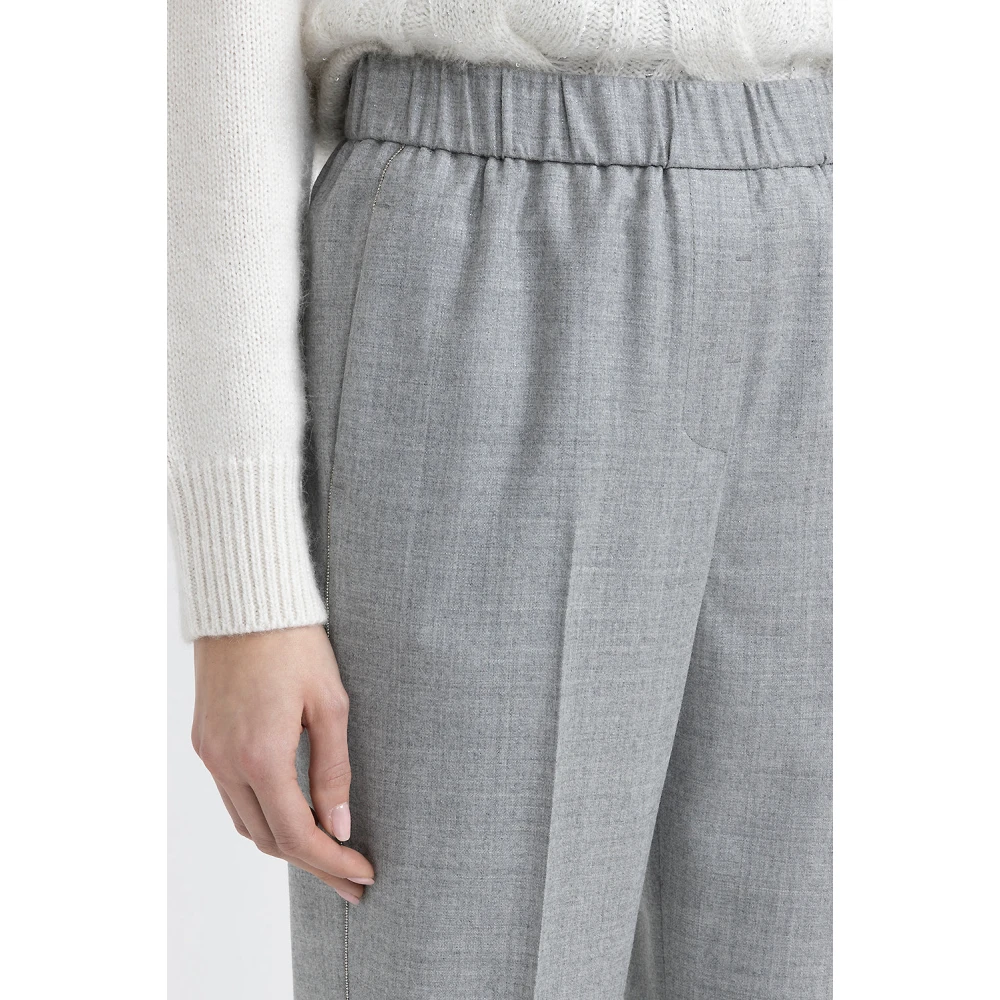 PESERICO Wollen en lurex wortelbroek Gray Dames