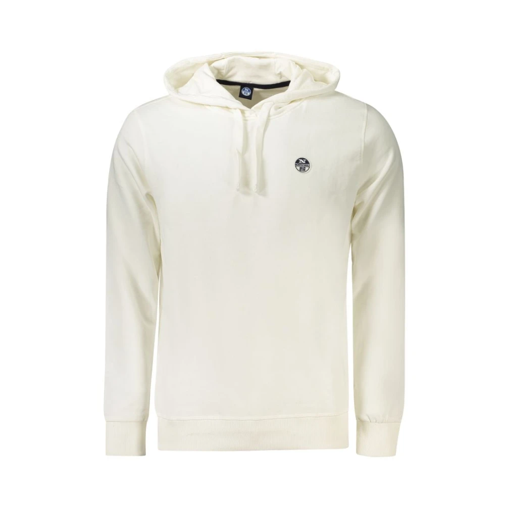 North Sails Men's White Cotton Hoodie With Iconic Logo
