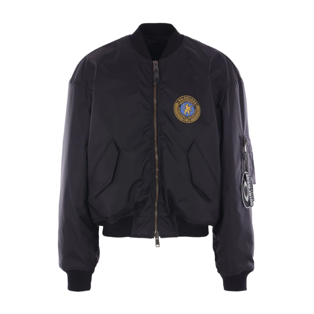 Balenciaga Men's Black Nylon Bomber Jacket Coat - Bomber Jackets - M - Jackets