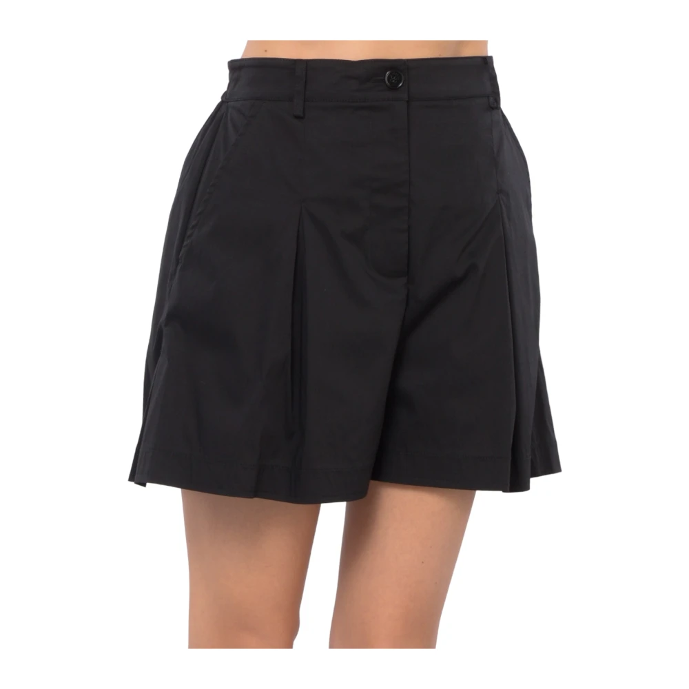 PATRIZIA PEPE Katoenen shorts met knoopdetail Black Dames
