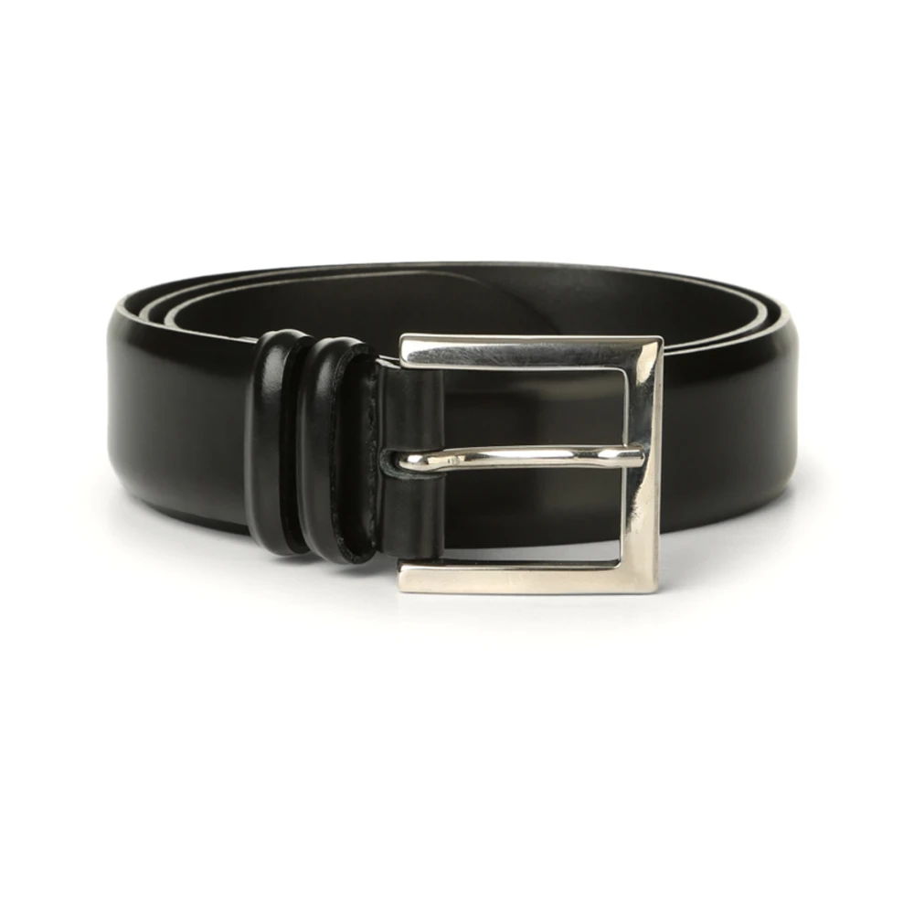 Orciani Elegante Leren Riem Vierkante Metalen Gesp Black Unisex