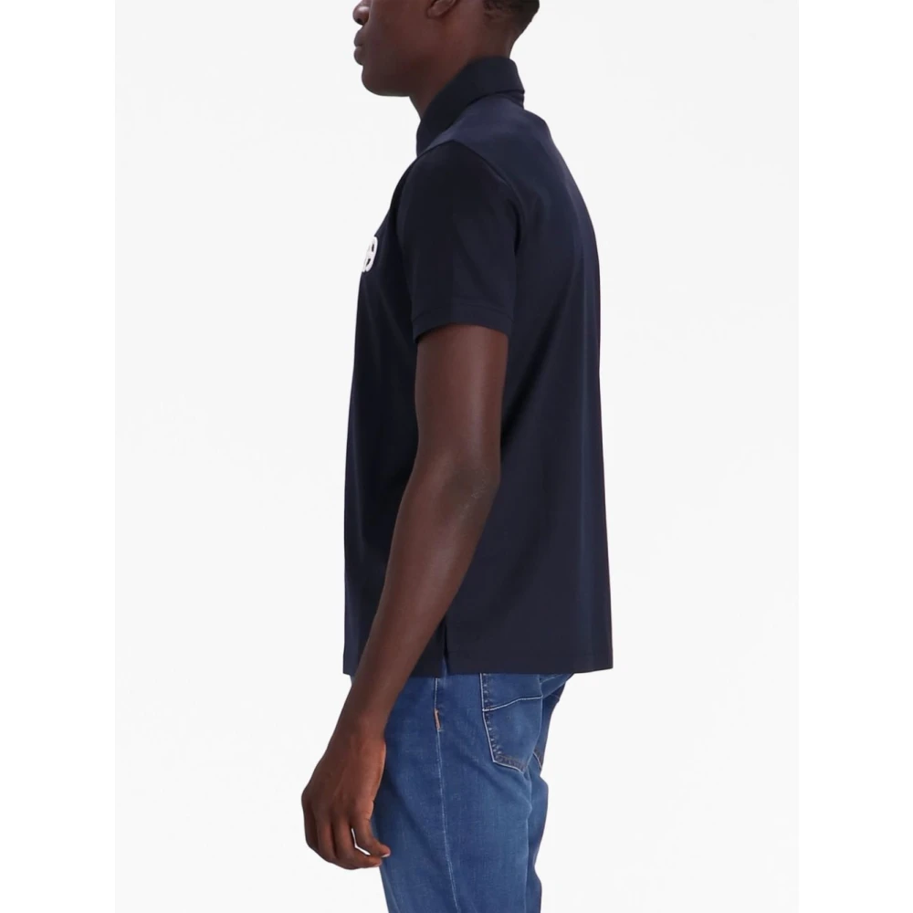 Emporio Armani Blauw Logo-Patch Poloshirt Blue Heren