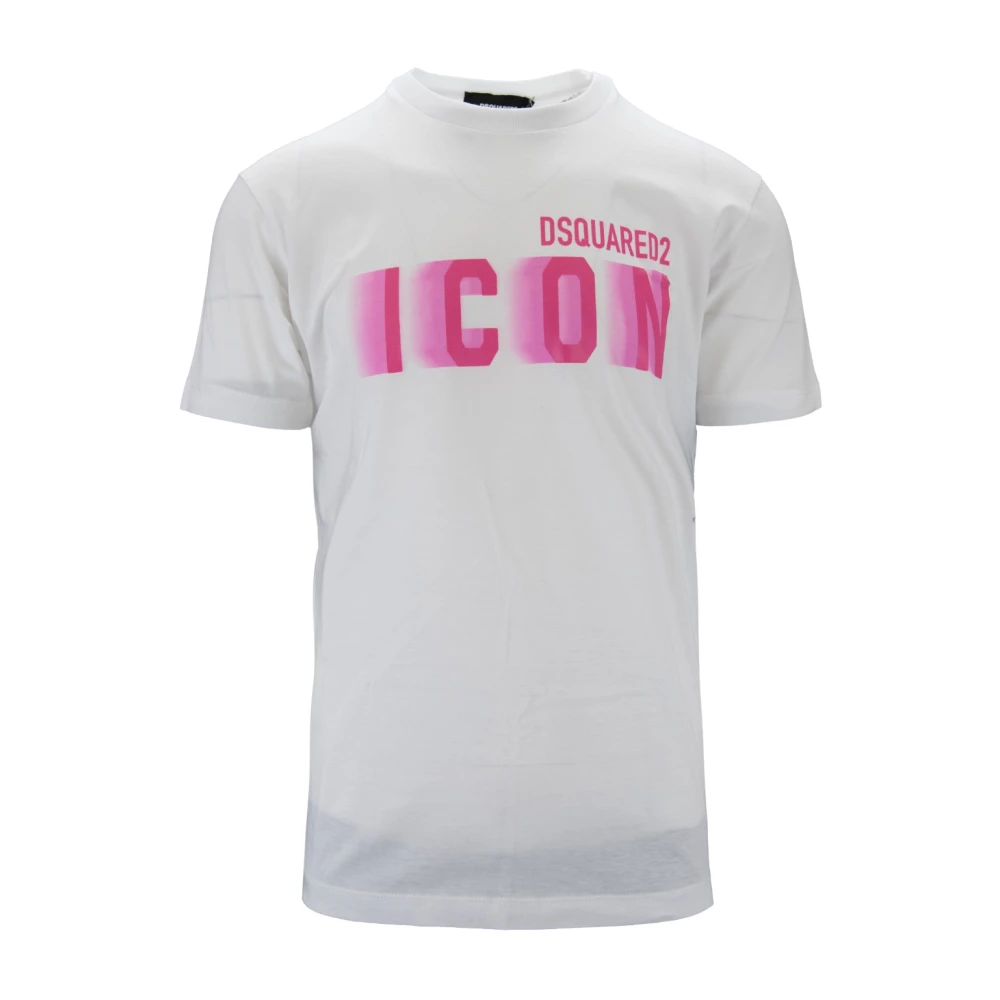 Dsquared2 Men's White T-Shirts,, Icon Print Cotton T-Shirt Small