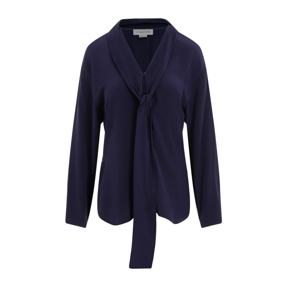 Victoria Beckham Elegante Blauwe Zijden Shirt Blue Dames