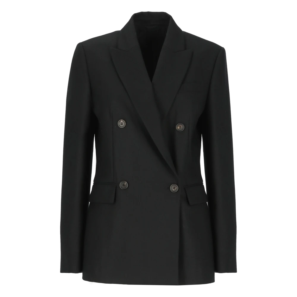 BRUNELLO CUCINELLI Zwarte Wol Kasjmier Jas Peak Revers Black Dames