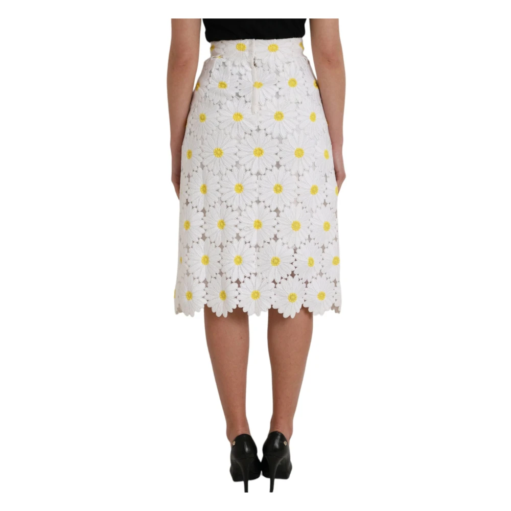 Dolce & Gabbana Witte Bloemen Potlood Rok White Dames