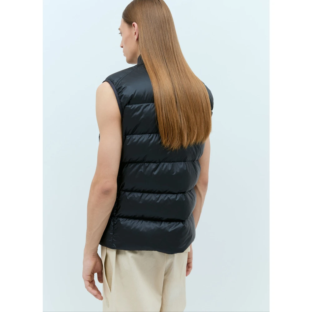 Moncler Gewatteerd Down Gilet met Logopatch Blue Heren