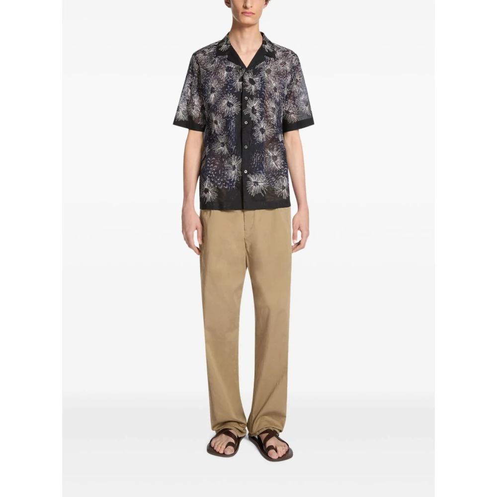 Dries Van Noten Blauwe Bloemen Bowling Shirt Blue Heren