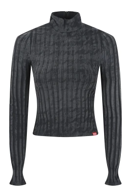 Clawa Ribbed Mock Neck Top