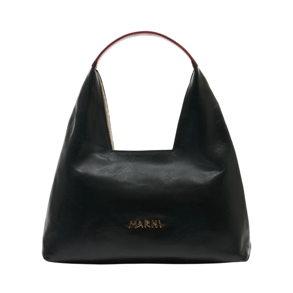 Marni Vrouw Zwart Tassen Dames, One Size, Leer, Top Handle Mini Schoudertas