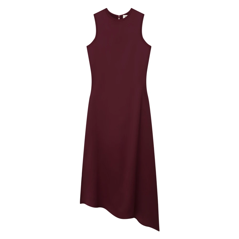 Aeron Satin Midi Jurk met Asymmetrische Zoom Red Dames