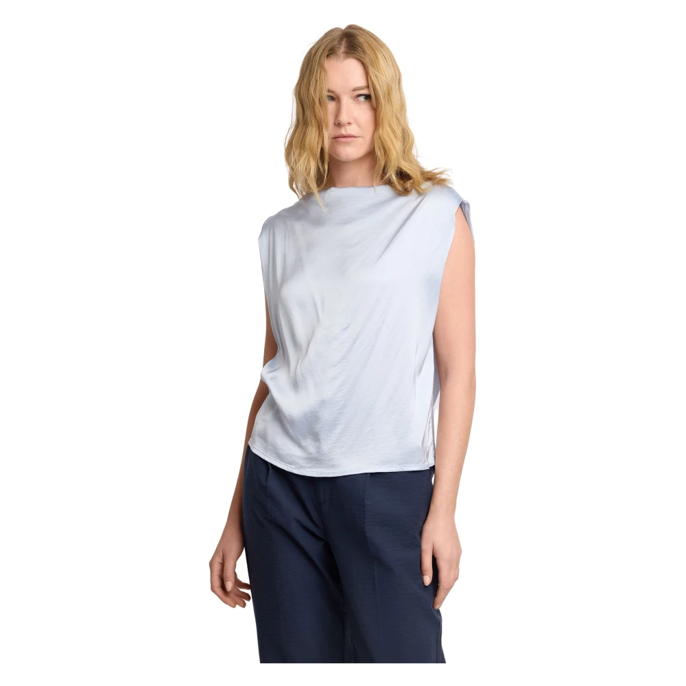 Kocca Blue Blouses, Female, M, Sophisticated Wide Shouldered Top