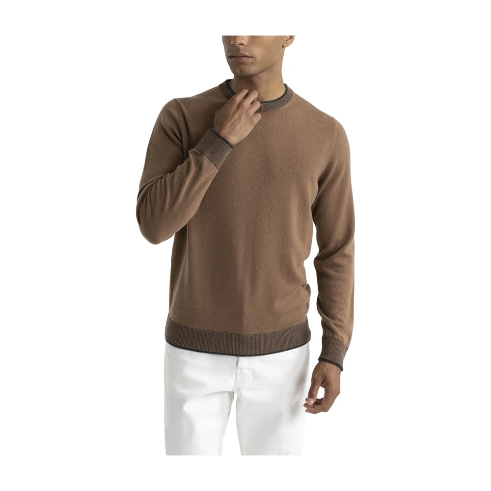 PESERICO Wol zijde en kasjmier ronde hals trui Brown Heren