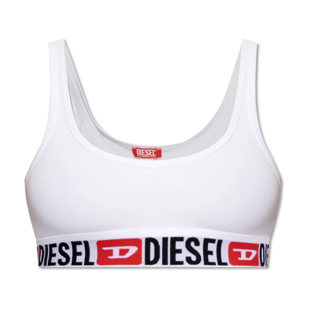 Diesel Vrouw Wit Fitness Dames, L, Katoen, Sportbeha
