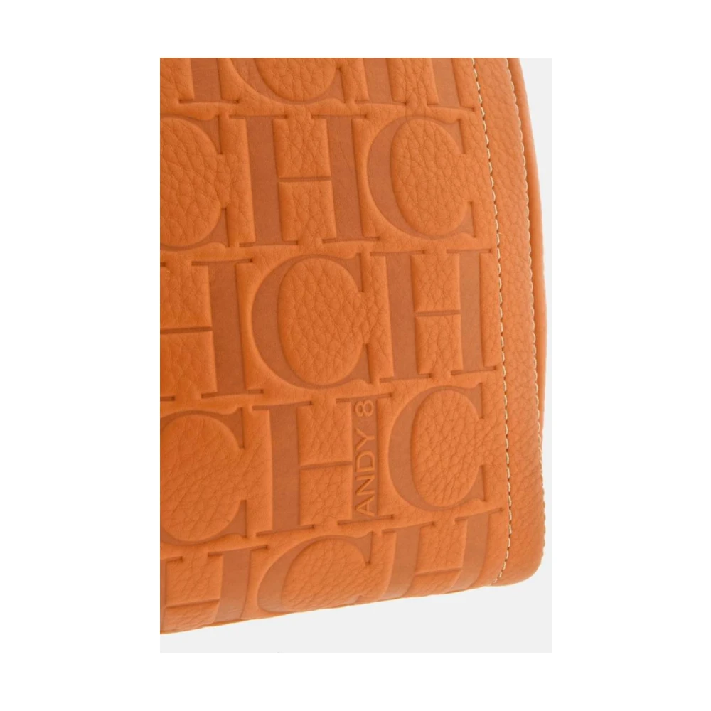 Carolina Herrera Vergrendelde Amber Leren Handtas Orange Dames