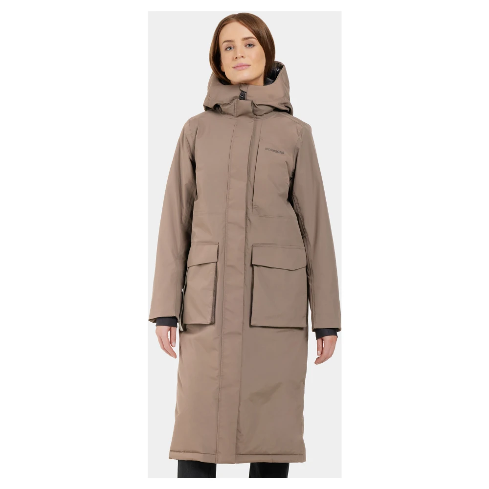 Didriksons Sportieve Parka met Functionele Details Brown Dames