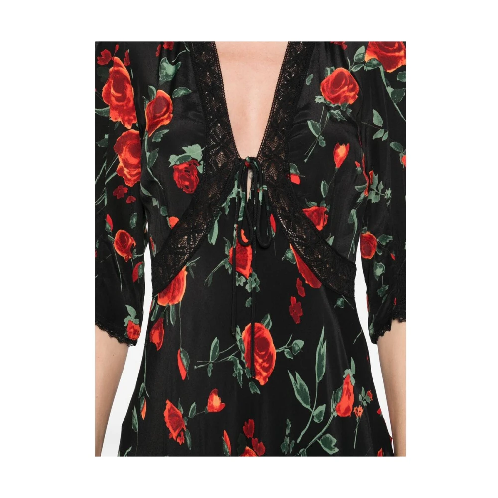 Rixo Zwarte Jurk Met Striksluiting Multicolor Dames