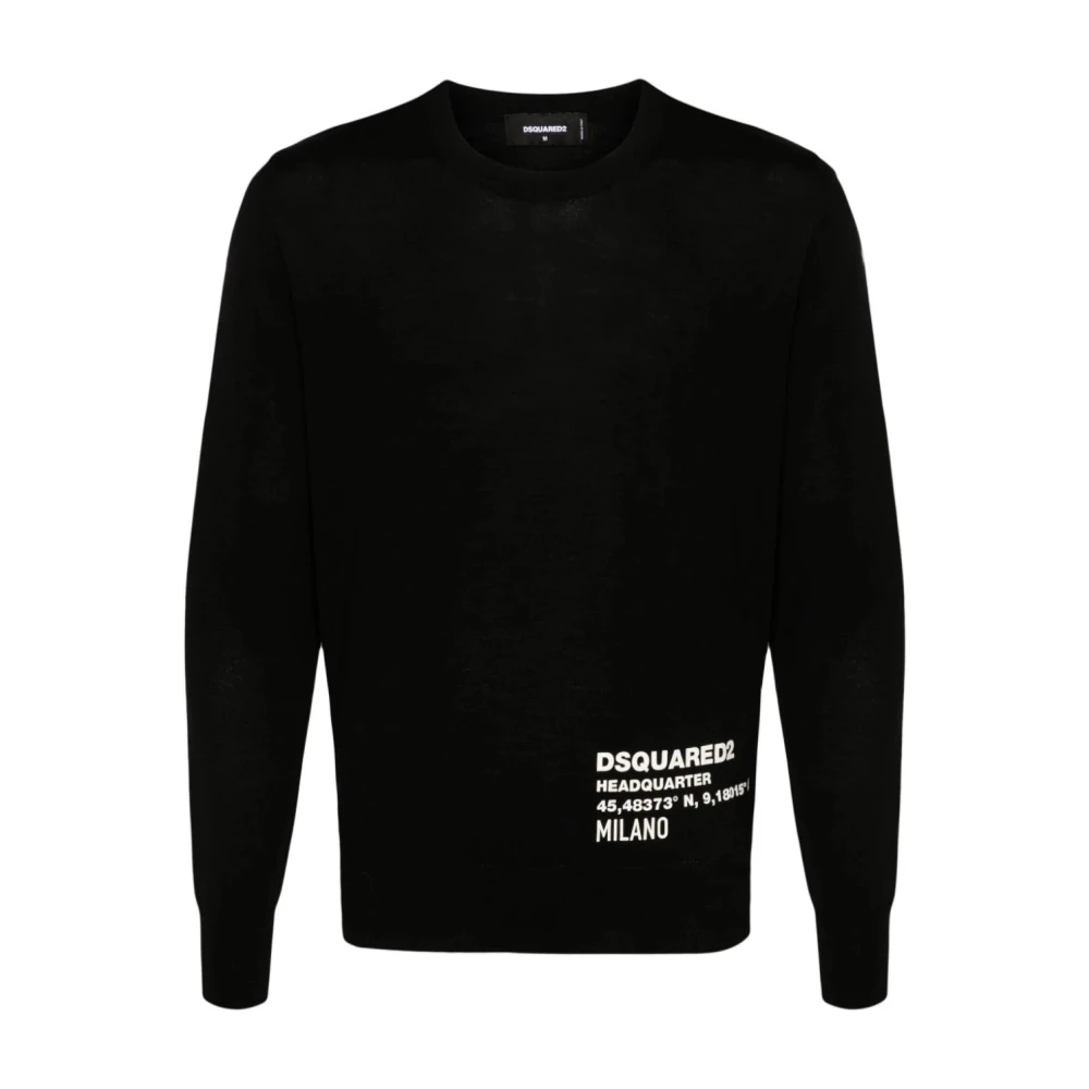 Dsquared2 Klassieke Zwarte Pullover Gebreide Aw24 Black Heren