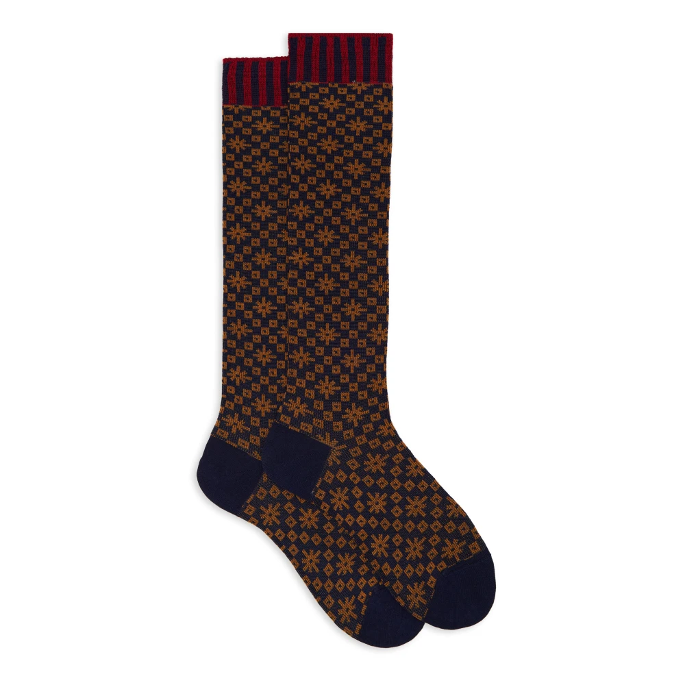 Gallo Lange blauwe sokken voor dames met Noors motief Multicolor Dames