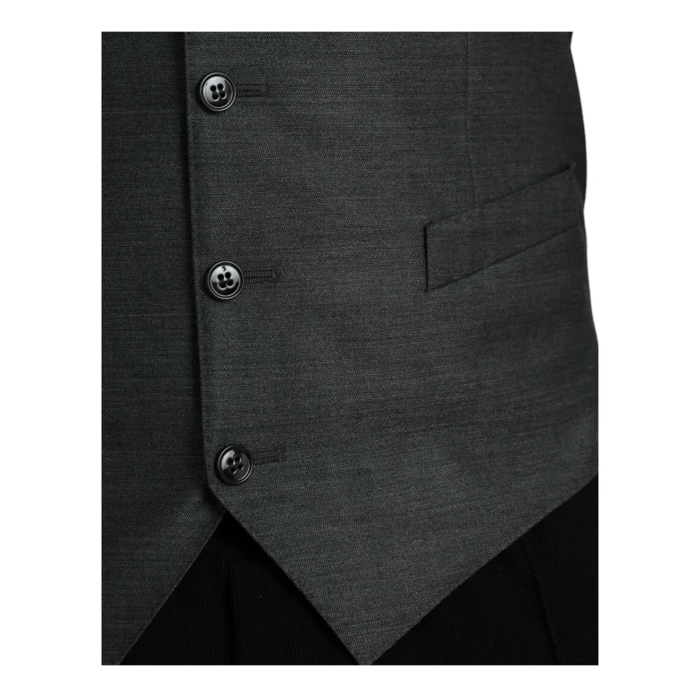Dolce & Gabbana Grijze Wol Formele Vest Gray Heren