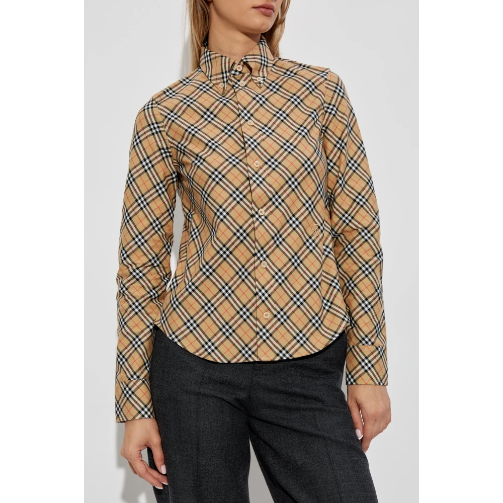 Burberry Overhemd met ruitpatroon Beige Dames