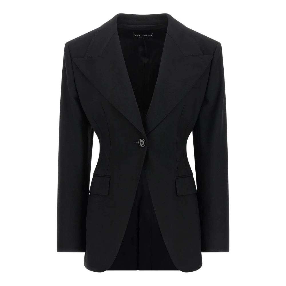 Dolce & Gabbana , Blazers, Female, Black, L, Virgin Wool Blazer