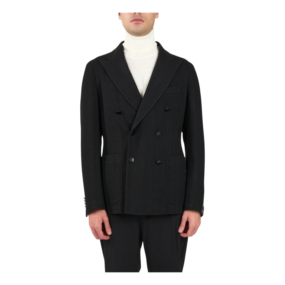 Tagliatore Jersey gebreide blazer Black Heren