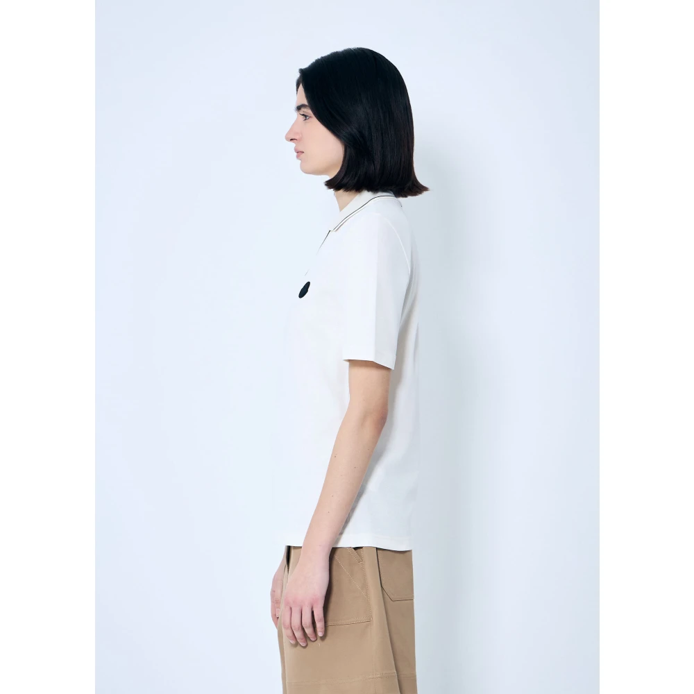 Moncler Logo Patch Polo Shirt White Dames