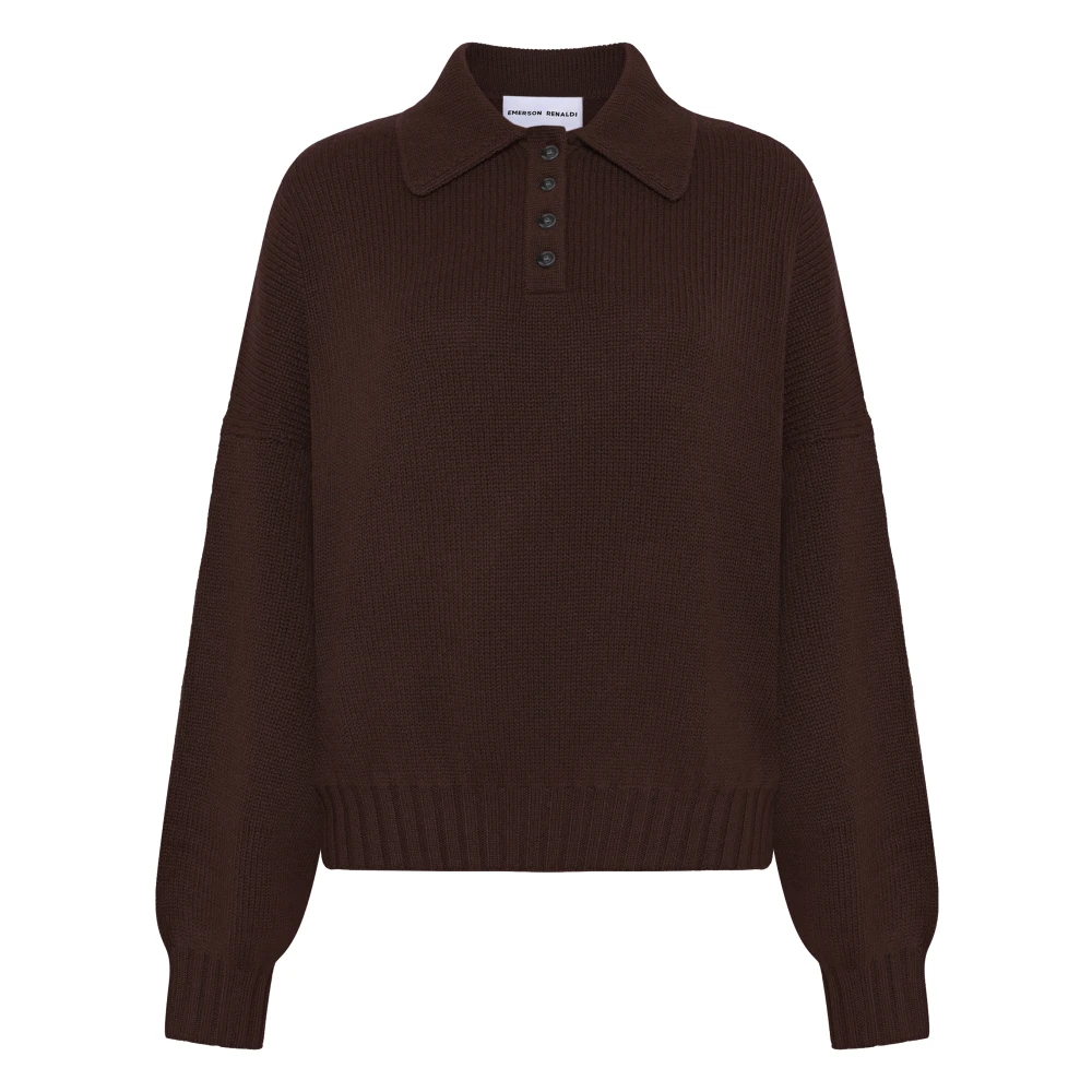 Emerson Renaldi Kashmir Polo-Neck Sweater i Cinnabar Brown, Dam