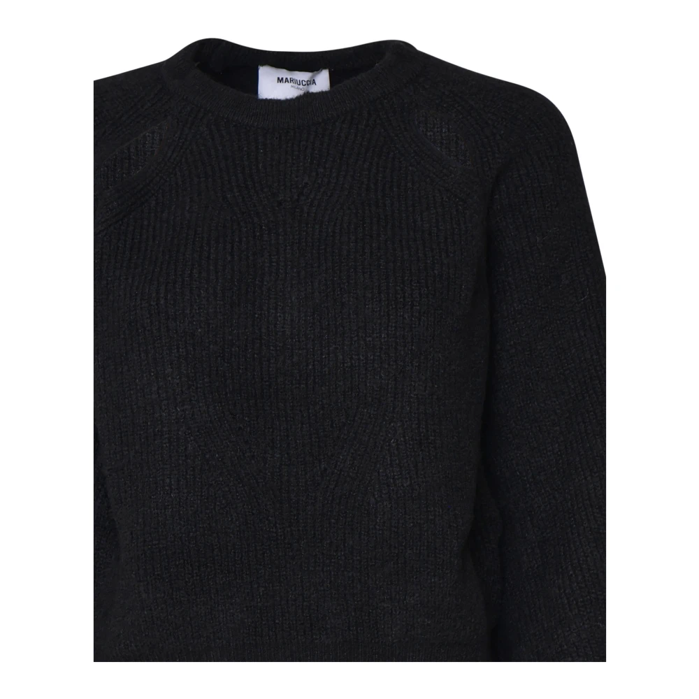 Mariuccia Milano Zwarte Ribtrui Ronde Kraag Black Dames