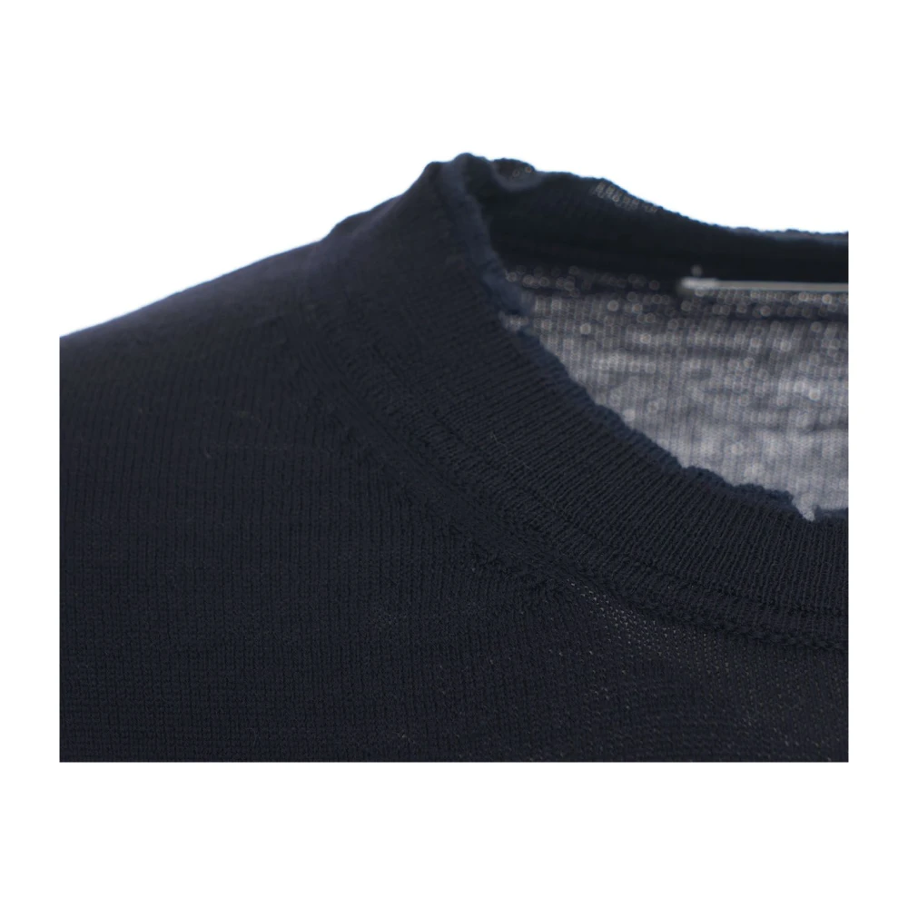 Mauro Grifoni Blauwe Gebreide Trui Aw24 Handwas Blue Heren