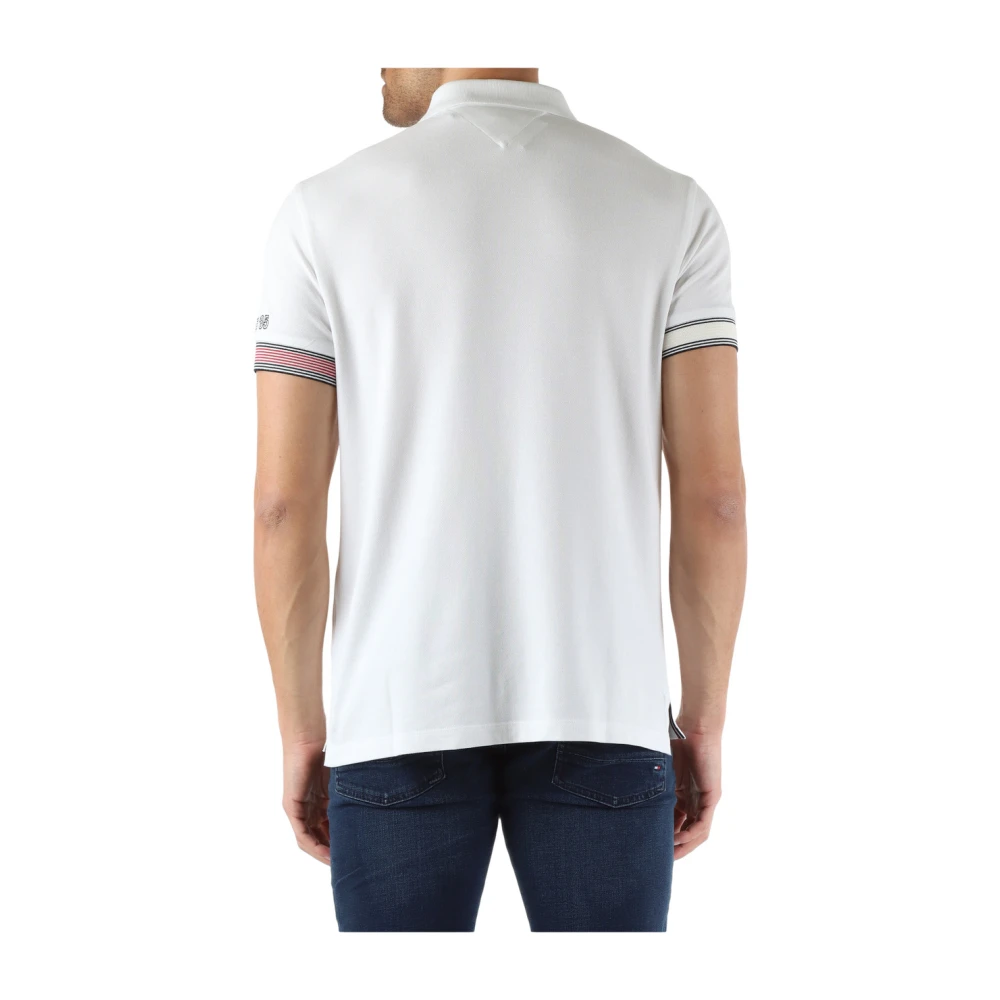 Tommy Hilfiger Slim Fit Katoen Viscose Polo Shirt met Logo Borduurwerk White Heren