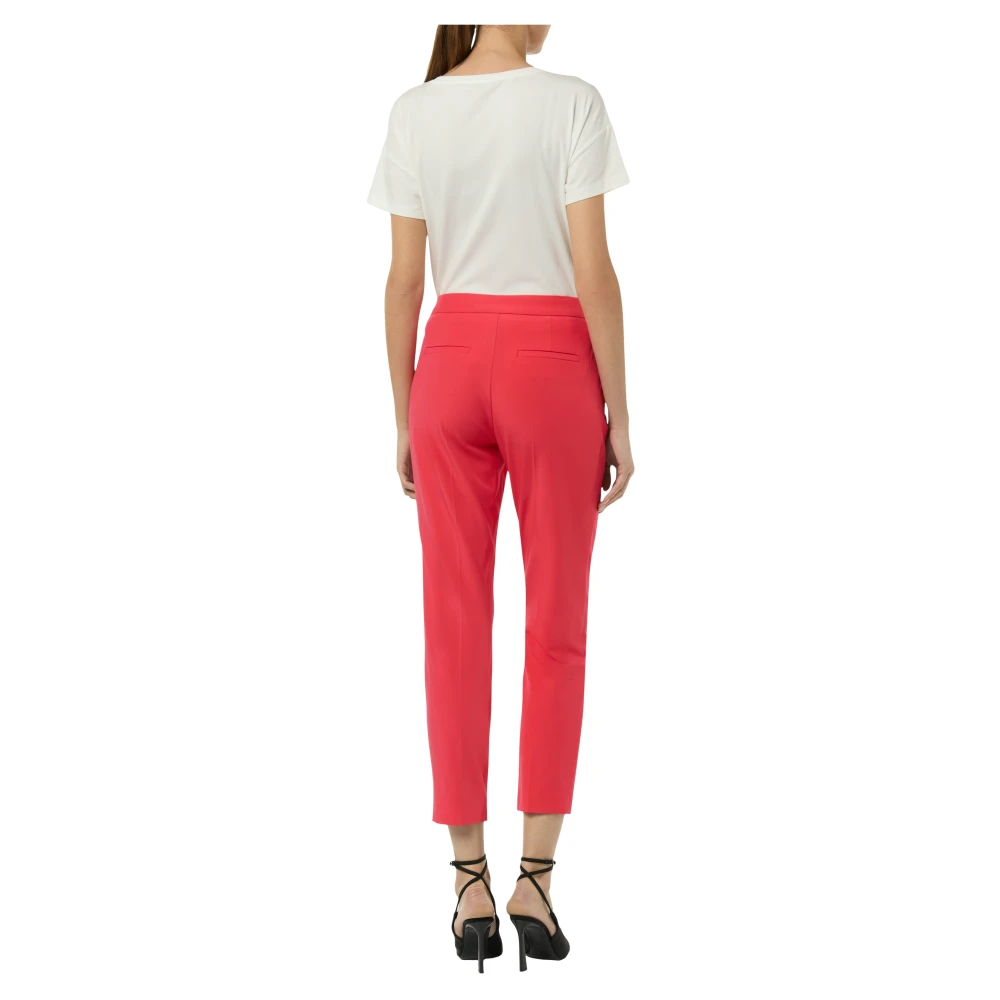 comma Slim Viscose Mix Cropped Trousers Red Dames