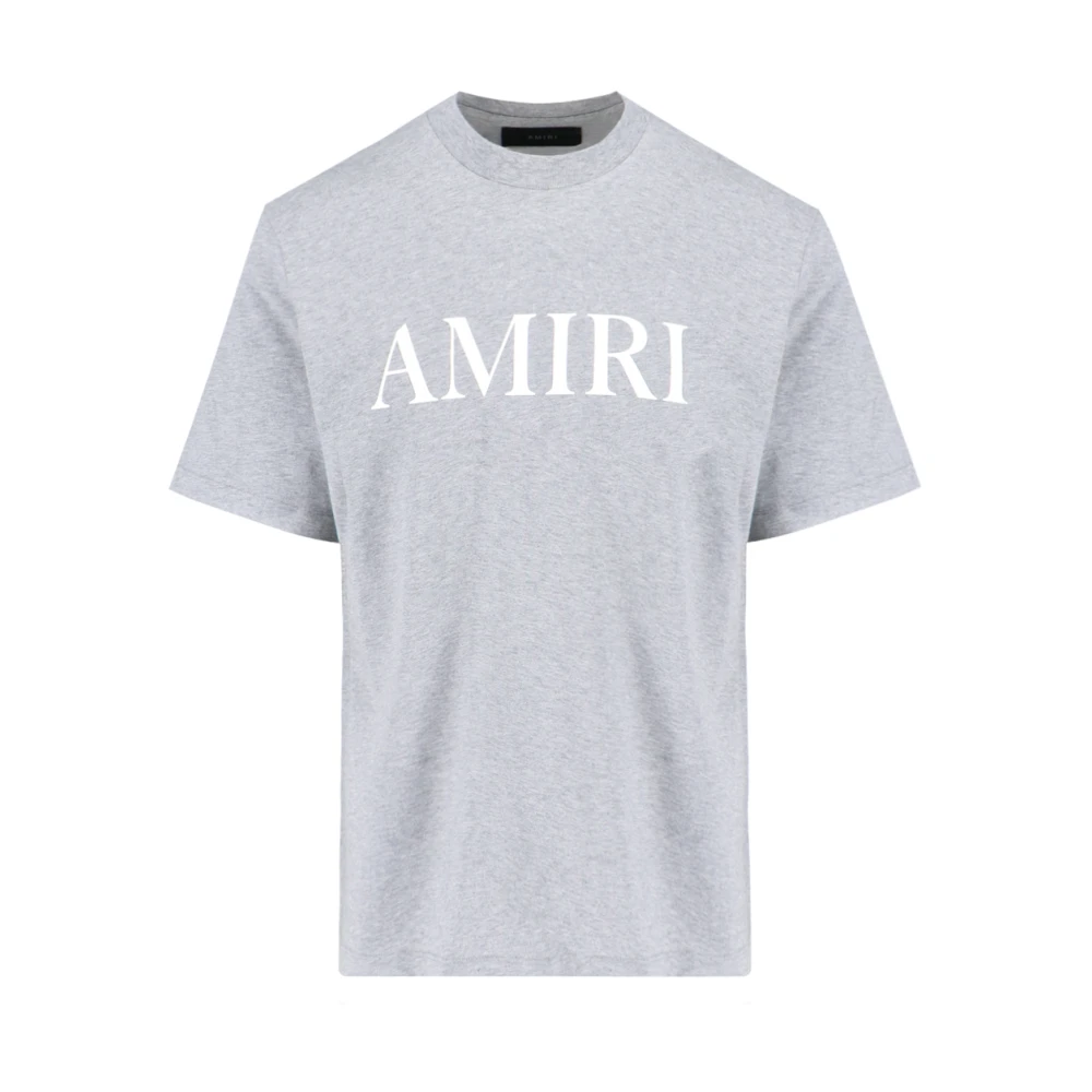 Amiri Grijze Logo T-shirt met Witte Details Gray Heren