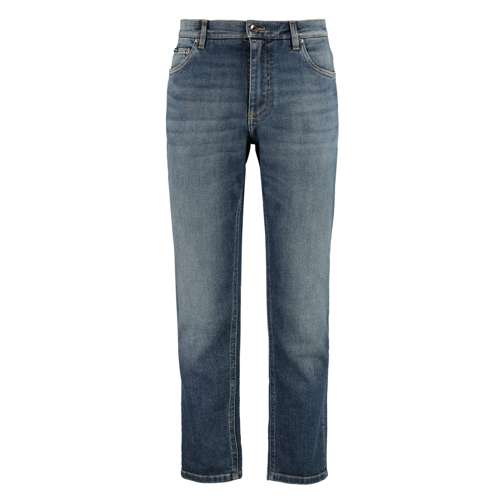 Dolce & Gabbana Men's Blue Slim-Fit Jeans,, Contrast Stitching Loose-Fit Jeans 2XL