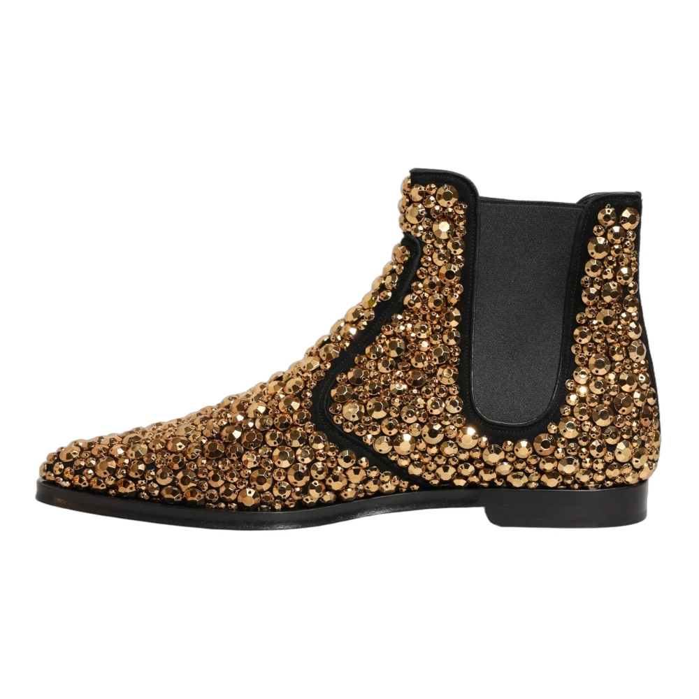 Dolce & Gabbana Women's Yellow Chelsea Boots, 11 Uk, Embellished Chelsea Ankle Boots