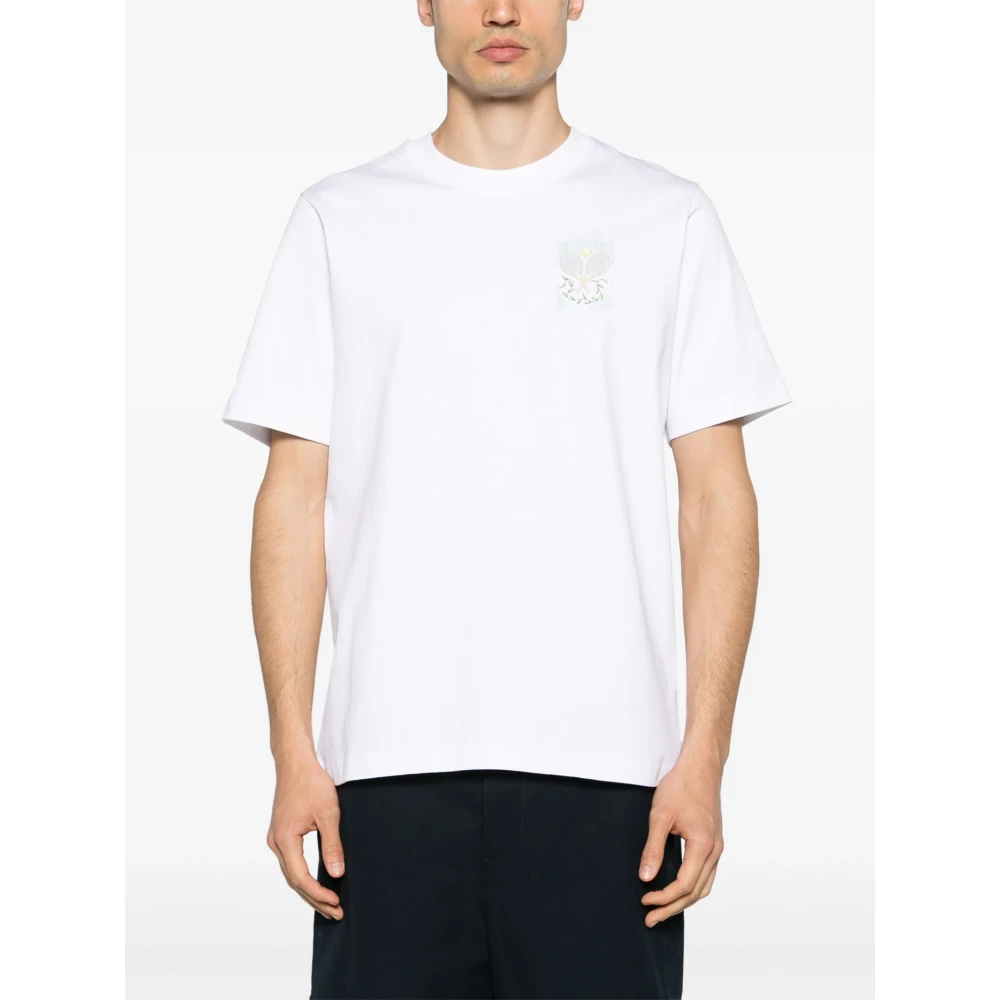 Casablanca Wit Logo Print Crewneck T-shirts White Heren