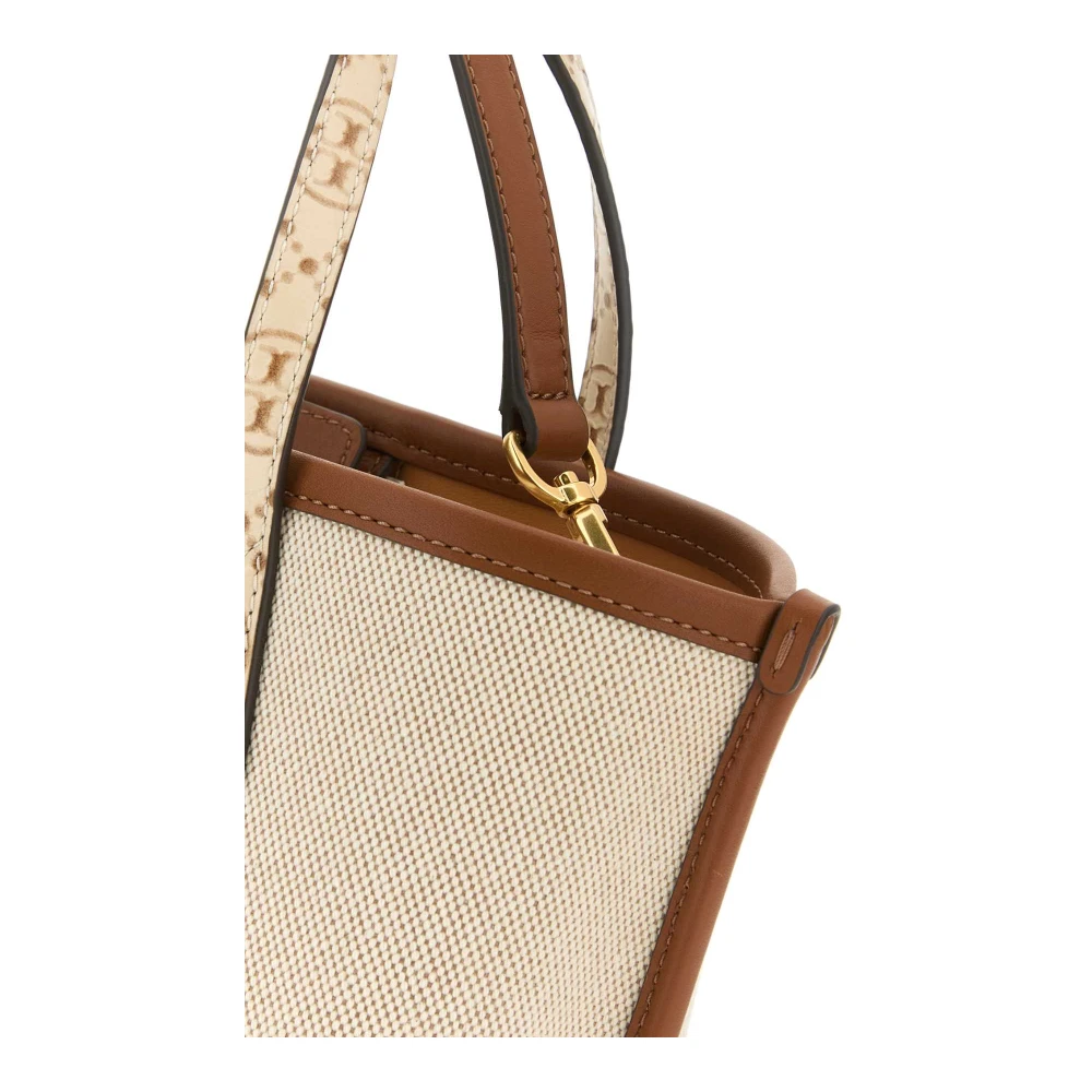 TORY BURCH Ivory Canvas Small Perry Shopping Bag Beige Dames