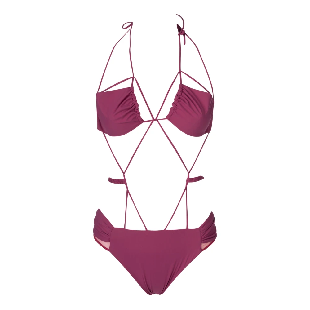 Nensi Dojaka Peonia Gathered Bra Swimsuit Purple Dames