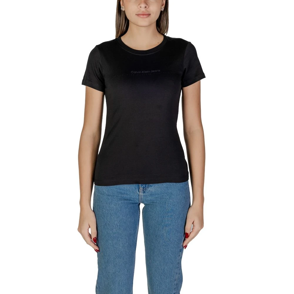 Calvin Klein Jeans Zwarte Katoenen Dames T-shirt Lente Zomer Black Dames