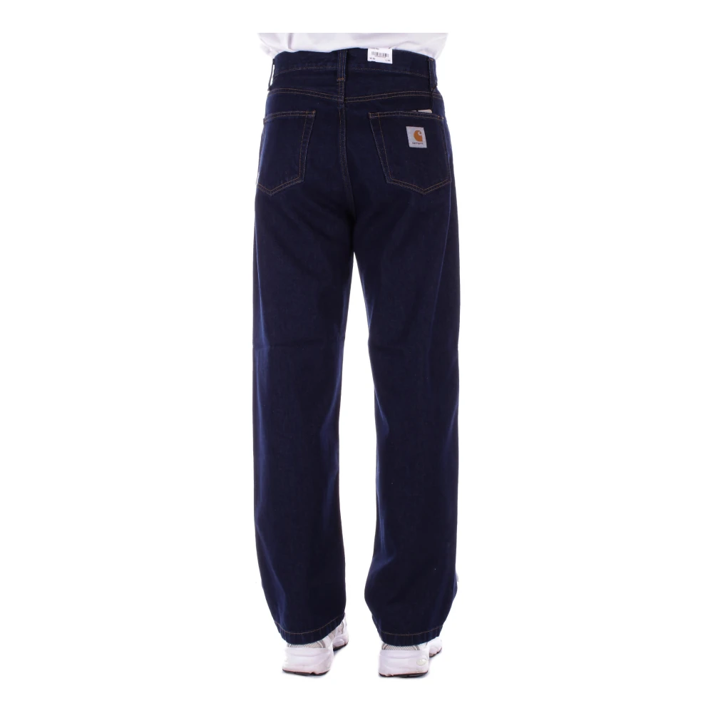 Carhartt WIP Logo Jeans met rits en knoop Black Heren