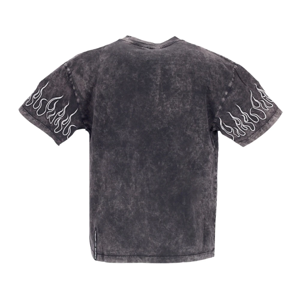 Vision OF Super Geborduurde Vlammen T-shirt Grijs Wit Gray Heren