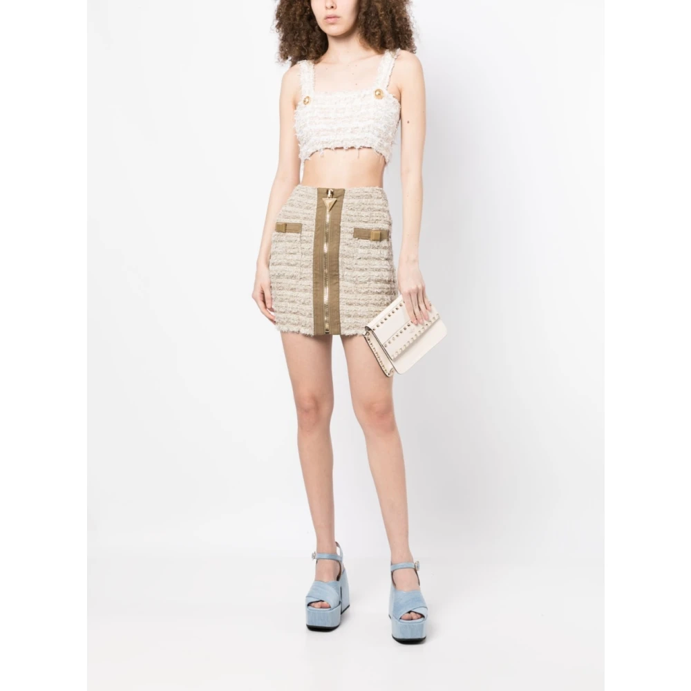 Balmain Beige Korte Rok voor Vrouwen Beige Dames