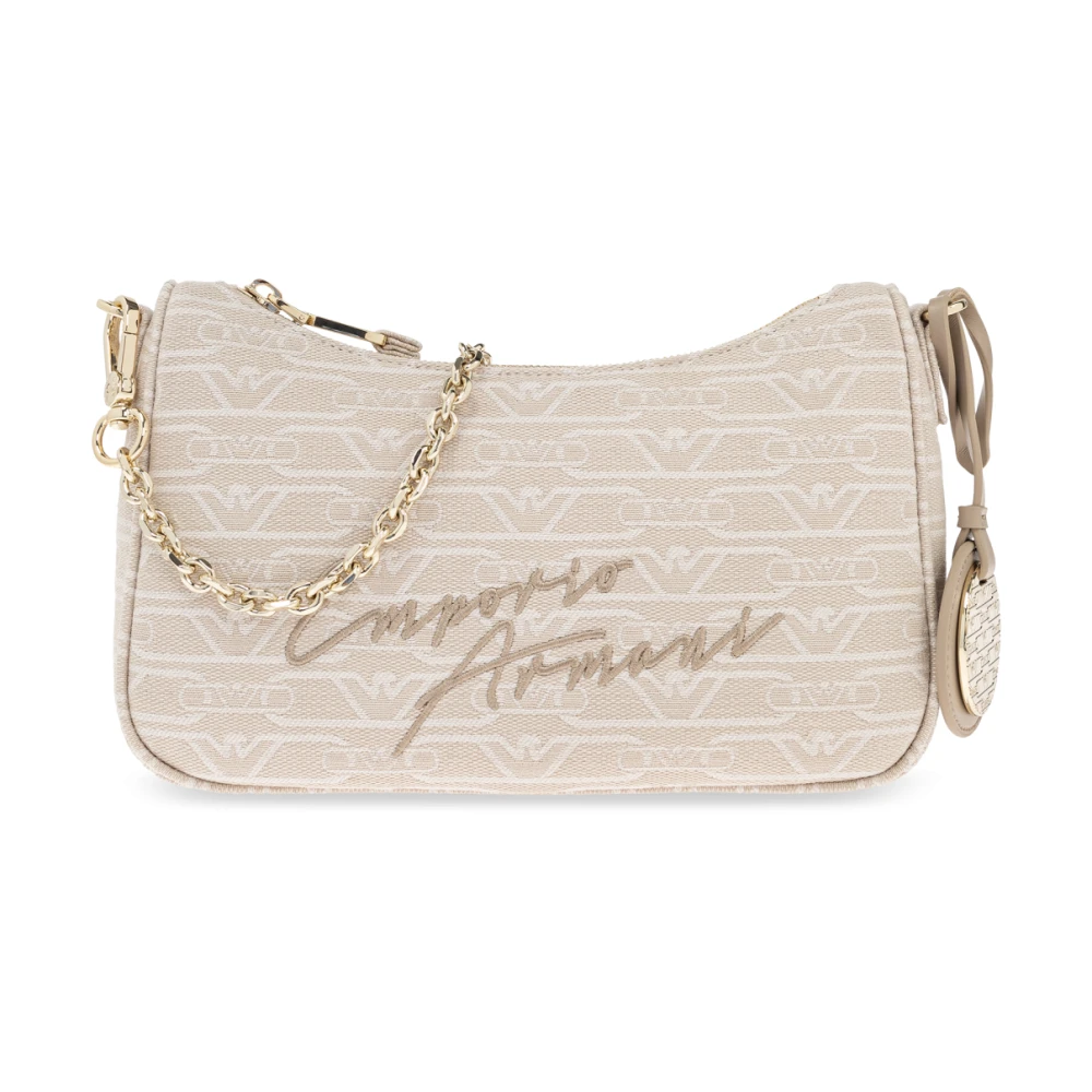 Emporio Armani Schoudertas met geborduurd logo Beige Dames
