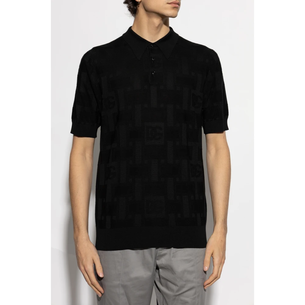 Dolce & Gabbana Zijden Polo Black Heren
