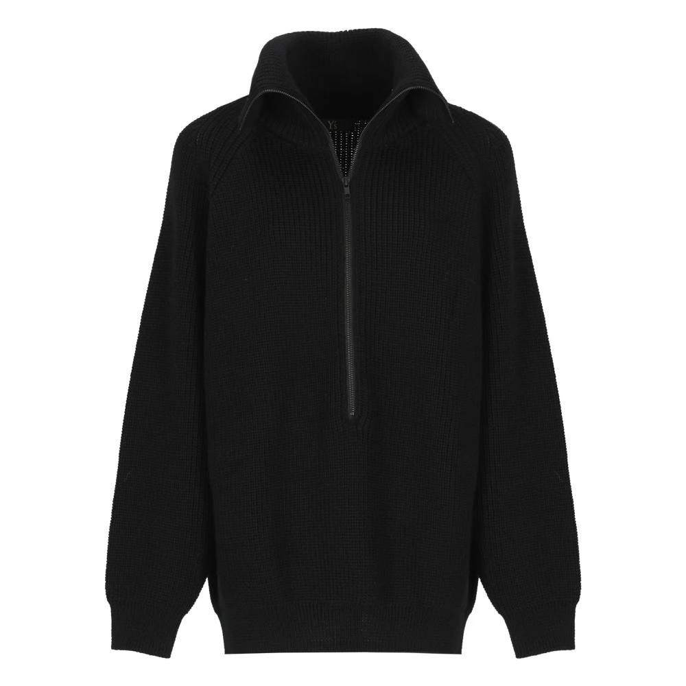Y-3 Zwarte wollen trui met hoge hals Black Dames