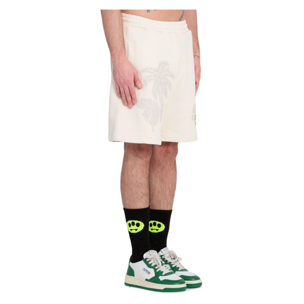 Barrow Palm Print Rubber Shorts Beige Heren