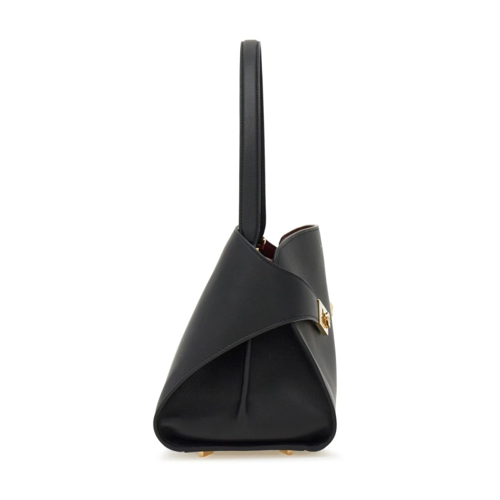 Salvatore Ferragamo Zwarte Lamsvacht Gancini Handtas Black Dames
