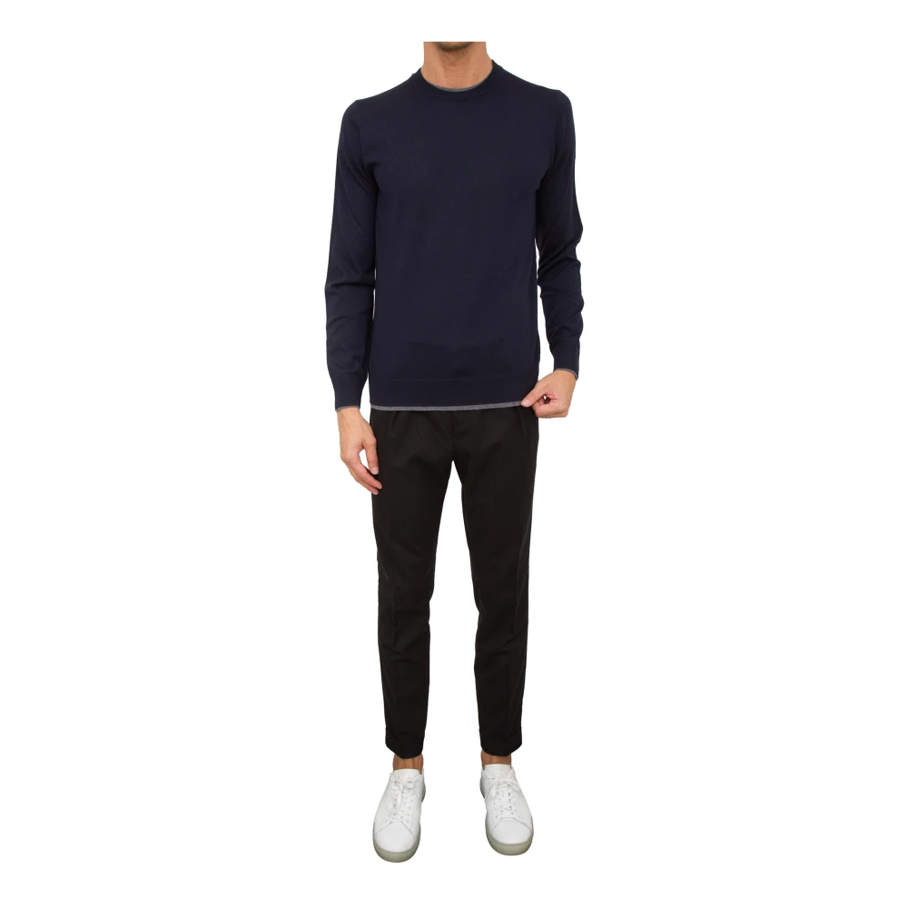 Paolo Pecora Blauw Crew Neck Shirt Blue Heren